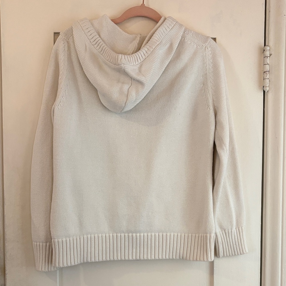 GH Bass Heritage Cable Knit Zip Hoodie Sweater White XL Cotton - Picture 3 of 4